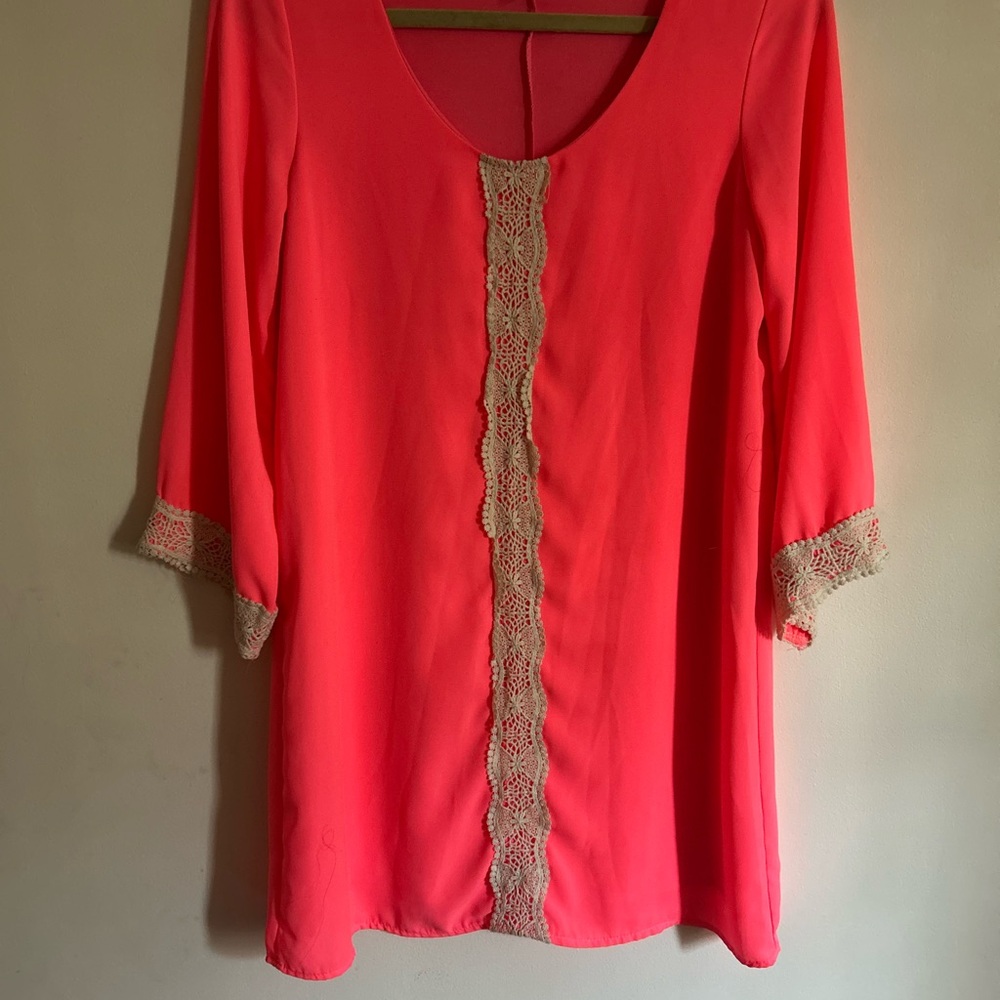 Pink Blush Maternity 3/4 Sleeve Lace Panel Tunic